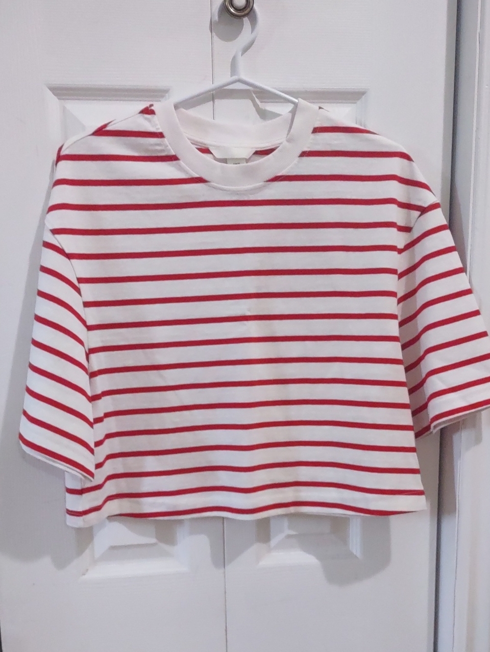 H&M White Tee with Red Horizontal Stripes